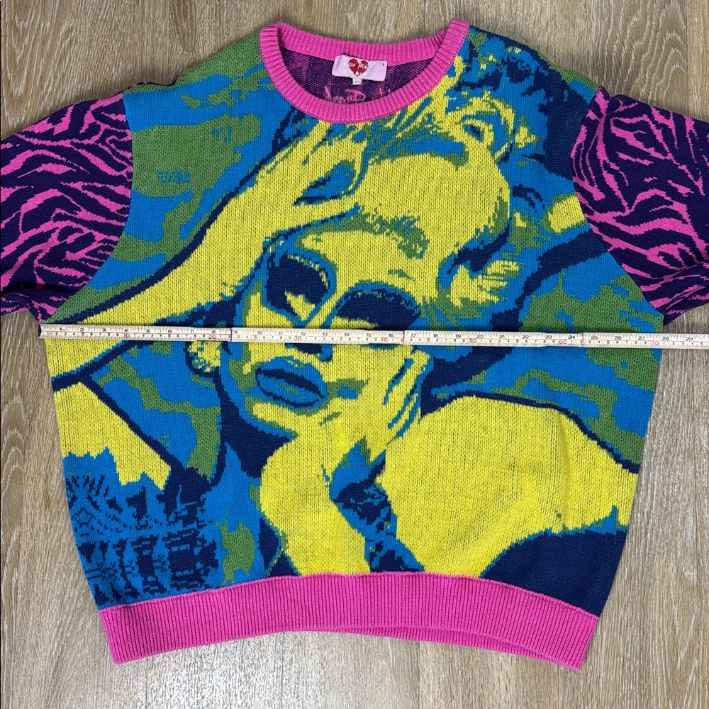 Teddy Fresh × Trixie Mattel Collab Portrait Sweater Pink Zebra Drag Queen 3XL - Picture 9 of 13